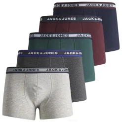Jack&Jones JACOLIVER TRUNKS 5 PACK JNR NOOS Jungen Boxershort Grau/Blau/Grün/Rot