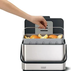 Joseph Joseph Collect 4l Edelstahl Komposteimer Küche mit Griff, herausnehmbarem Inneneimer und Aufbewahrung New