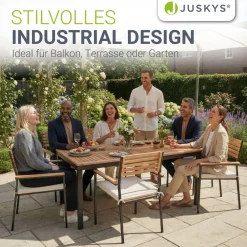 Juskys Akazienholz Gartengarnitur Rhodos - Tisch, 6 Stühle & Auflagen - Gartenmöbel Set - Holz Möbel Hot