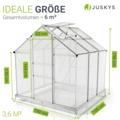 Juskys ® Aluminium Gewächshaus - Dachfenster inkl. Fundament für Garten Discount