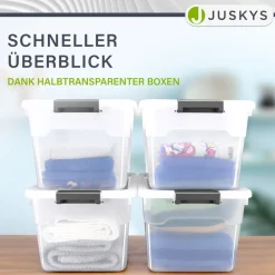 Aufbewahrungsbox mit Deckel - 4er Set Kunststoff Boxen 30l - Box stapelbar, transparent ^ Juskys Discount