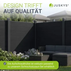 ® Aufschraubhülse für WPC Sichtschutzzaunelemente - robuste Stahlbefestigung, wetterfest, 10x10x112 cm, für Betonboden & Terrassen ^ Juskys Clearance