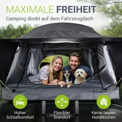 Autodachzelt Lago - LED-Beleuchtung & Leiter - Schwarz / ^ Juskys New