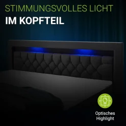 Boxspringbett Leona Samt in Grau – mit LEDs, Topper & H4-Federkern-Matratzen ^ Juskys Clearance
