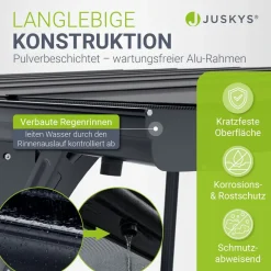 Carport mit Flachdach 5x3 m – freistehende Überdachung aus Aluminium mit Doppelstegplatten ^ Juskys Outlet