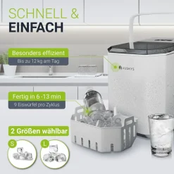 Eiswürfelmaschine IceOracle - Eiswürfel in wenigen Minuten - 12 kg/Tag - 2 Größen - Weiß ^ Juskys Best