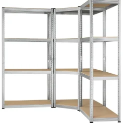 3er Metall Regalsystem Easy | 1 Eckregal & 2 Schwerlastregale | 12 MDF Holz Böden | 960kg ^ Juskys Online