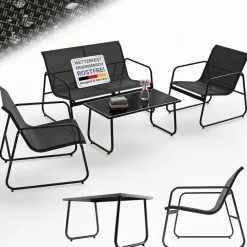 Juskys Gartenmöbelset Genua 4-tlg. – Outdoor Sitzgruppe für Balkon & Garten in - aus Metall Anthrazit Online