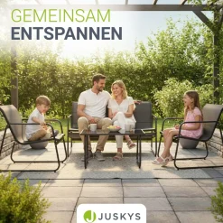 Juskys Gartenmöbelset Genua 4-tlg. – Outdoor Sitzgruppe für Balkon & Garten in - aus Metall Anthrazit Online