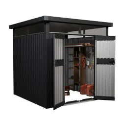 Juskys Gerätehaus Luzern - Metall Geräteschuppen - wetterfest & abschließbar - Anthrazit New