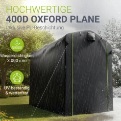 ® Gerätezelt - 3,6 ³ Outdoor Untertand it Fenter & Tür, 180x120x165 c, waerfete Plane & etallrahenkontruktion, chutz i Außenbereich ^ Juskys Hot
