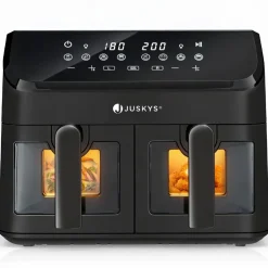 Heißluftfritteuse 9 L Doppelkammer - 2 Körbe, 9 Programme, Smart Finish, beschichtet ^ Juskys Online
