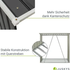 Juskys Holzunterstand Enno für Brennholz außen - Kaminholzregal aus Stahl für Kaminholz - Anthrazit Outlet