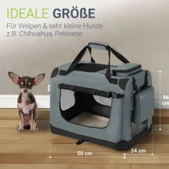 Juskys Hundetranportbox aie (grau) fatbar it Decke - 34x50x36 c Hundetache Hundebox Dunkelgrau New