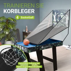 5 in1 Spieltisch Ballzauber - klappbar mit Tischtennis, Kicker, Billard, Hockey & Basketball ^ Juskys New
