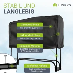 Juskys Kainhozrega 130x117x36 c – Schwarz, außen, eta it Abdeckung & 200 kg beastbar Discount