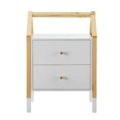 Kinder Nachttisch Enny mit 2 Schubladen - Nachtschrank klein & modern - Kommode Holz - Weiß ^ Juskys Online
