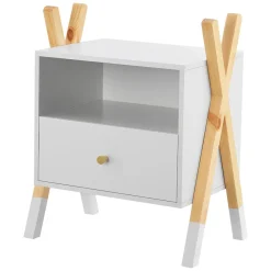 Kinder Nachttisch Jamie - Schublade, Ablage & Fach - kleiner Nachtschrank Holz - Kommode Weiß ^ Juskys Clearance