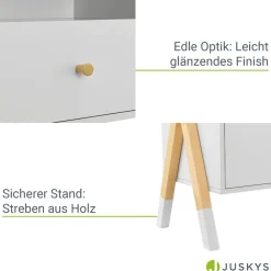 Kinder Nachttisch Jamie - Schublade, Ablage & Fach - kleiner Nachtschrank Holz - Kommode Weiß ^ Juskys Clearance
