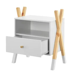 Kinder Nachttisch Jamie - Schublade, Ablage & Fach - kleiner Nachtschrank Holz - Kommode Weiß ^ Juskys Clearance