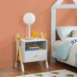 Kinder Nachttisch Jamie - Schublade, Ablage & Fach - kleiner Nachtschrank Holz - Kommode Weiß ^ Juskys Clearance
