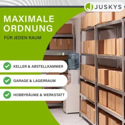 Juskys Lagerregal Basic 200x100x60 cm – Metall Schwerlastregal, 5 Böden, 875 kg, verzinkt Silber Sale