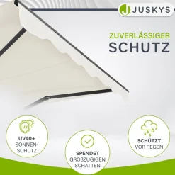 Juskys Markise für Terrasse & Balkon - mit Kurbel & Halterung - Gelenkarmmarkise Beige grau Best