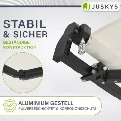Juskys Markise für Terrasse & Balkon - mit Kurbel & Halterung - Gelenkarmmarkise Beige grau Best