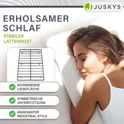 Juskys Metallbett Palamos mit Lattenrost & LED Beleuchtung - Schwebebett, Bett - Schwarz Hot