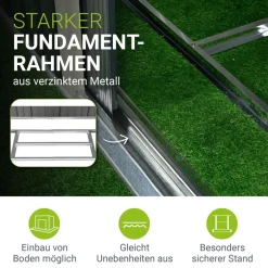 Juskys Metall Gerätehaus Geräteschuppen M mit Pultdach, Schiebetür & Fundament 4m³ grün Hot