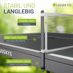 Juskys Mini Tischtennisplatte Flexi mit Zubehör - Tisch klappbar - Indoor Tischtennis für Zuhause - Schwarz New