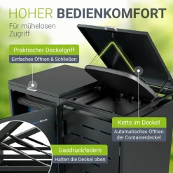 Mülltonnenbox Arel 2er - Metall Gartenbox für Mülltonnen - Aufbewahrungsbox Anthrazit (Produkt aktuell ausverkauft) ^ Juskys Discount