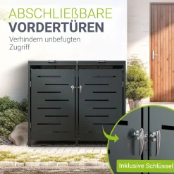 Mülltonnenbox Arel 2er - Metall Gartenbox für Mülltonnen - Aufbewahrungsbox Anthrazit (Produkt aktuell ausverkauft) ^ Juskys Discount