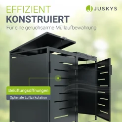 Mülltonnenbox Arel 2er - Metall Gartenbox für Mülltonnen - Aufbewahrungsbox Anthrazit (Produkt aktuell ausverkauft) ^ Juskys Discount