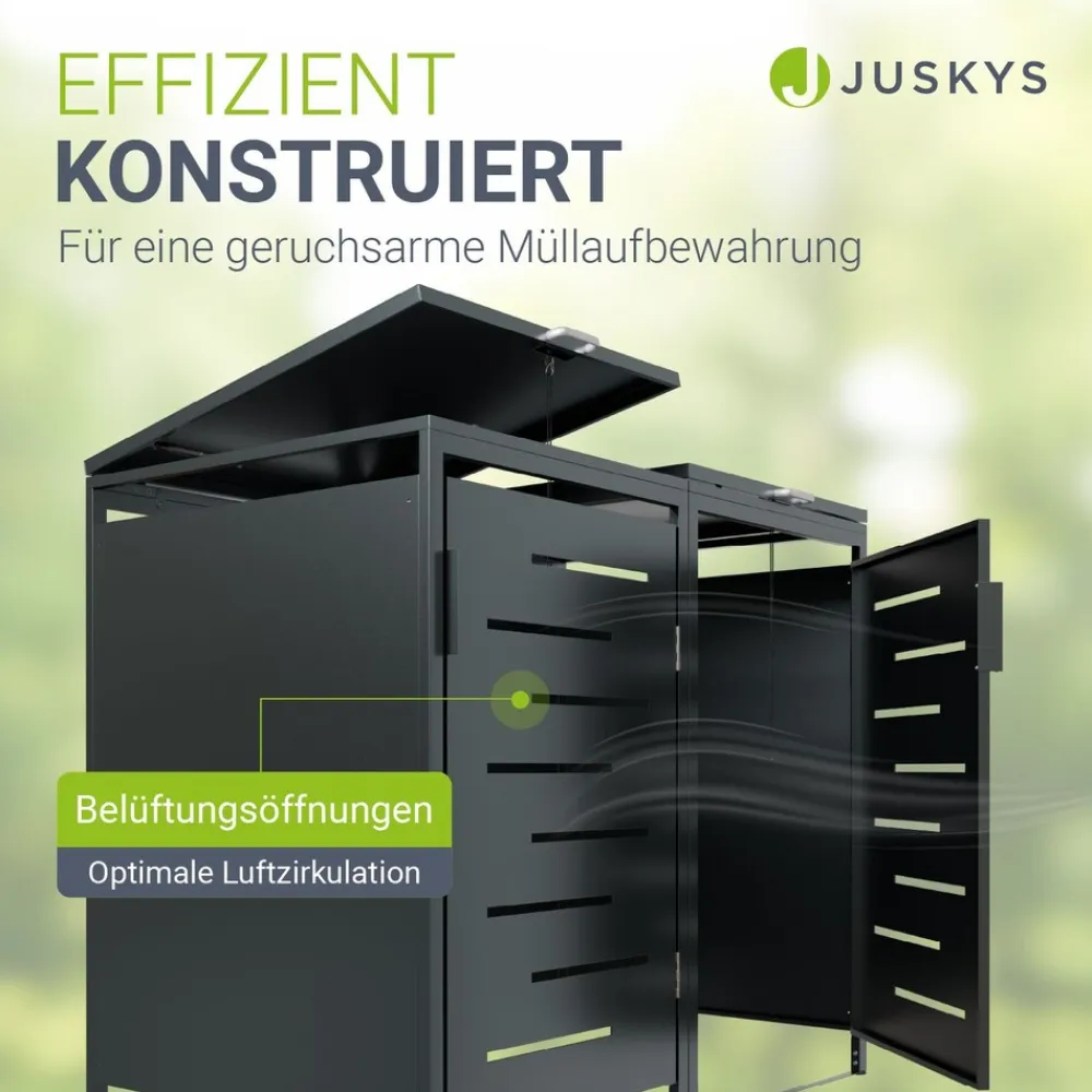 Mülltonnenbox Arel 2er - Metall Gartenbox für Mülltonnen - Aufbewahrungsbox Anthrazit (Produkt aktuell ausverkauft) ^ Juskys Discount