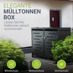 Mülltonnenbox Arel 2er - Metall Gartenbox für Mülltonnen - Aufbewahrungsbox Anthrazit (Produkt aktuell ausverkauft) ^ Juskys Discount