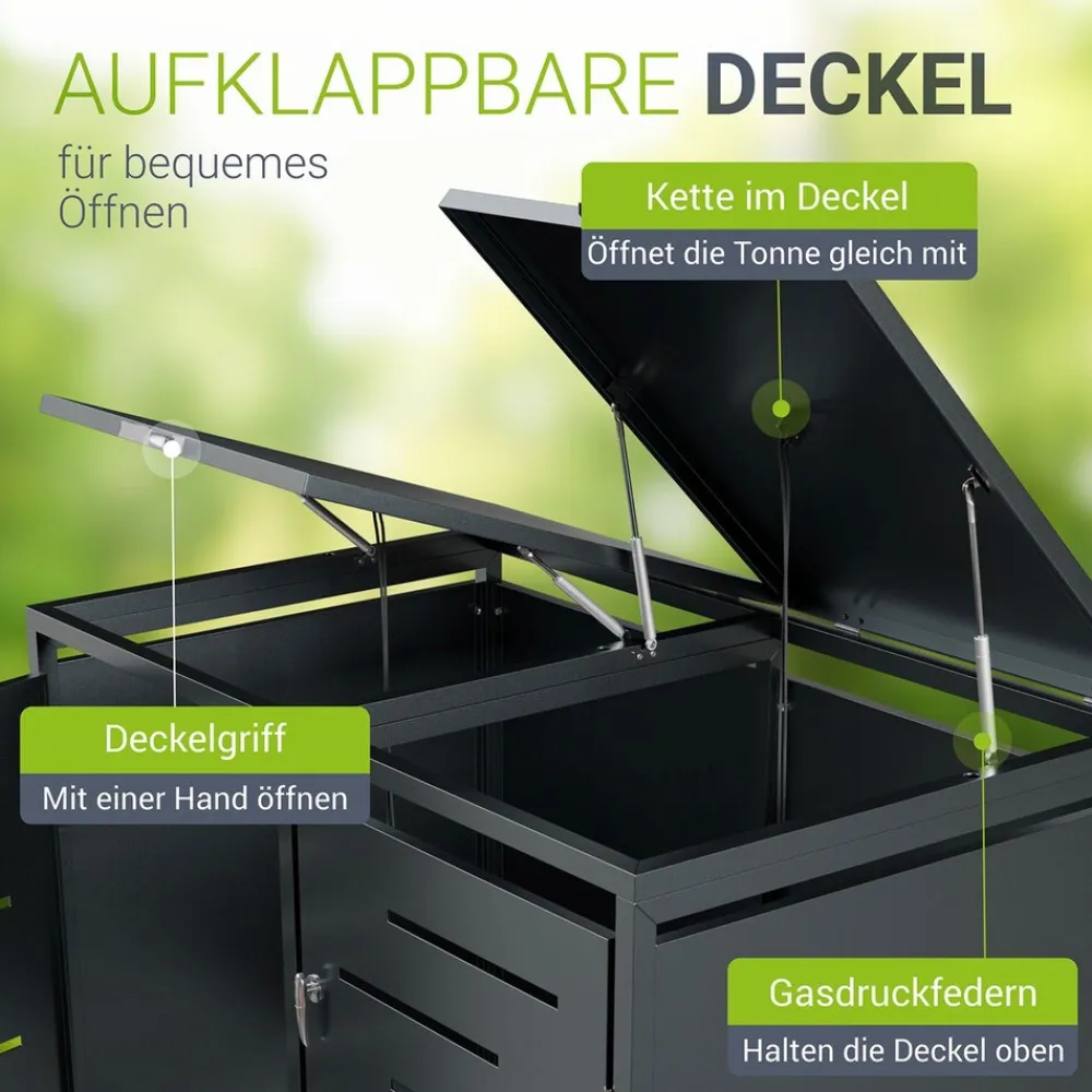 Mülltonnenbox Arel 2er - Metall Gartenbox für Mülltonnen - Aufbewahrungsbox Anthrazit (Produkt aktuell ausverkauft) ^ Juskys Discount