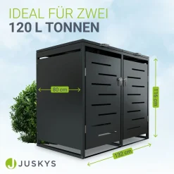 Mülltonnenbox Arel 2er - Metall Gartenbox für Mülltonnen - Aufbewahrungsbox Anthrazit (Produkt aktuell ausverkauft) ^ Juskys Discount