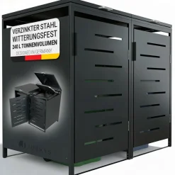Mülltonnenbox Arel 2er - Metall Gartenbox für Mülltonnen - Aufbewahrungsbox Anthrazit (Produkt aktuell ausverkauft) ^ Juskys Discount