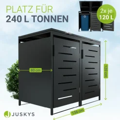Mülltonnenbox Arel 2er - Metall Gartenbox für Mülltonnen - Aufbewahrungsbox Anthrazit (Produkt aktuell ausverkauft) ^ Juskys Discount