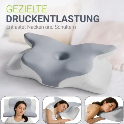 Juskys Nackenkissen 1er Set - Ergonomisch & Memory-Foam, Anpassungsfähig, Atmungsaktiv - weiß / grau Discount
