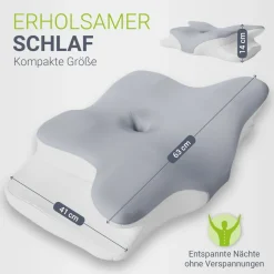 Juskys Nackenkissen 1er Set - Ergonomisch & Memory-Foam, Anpassungsfähig, Atmungsaktiv - weiß / grau Discount