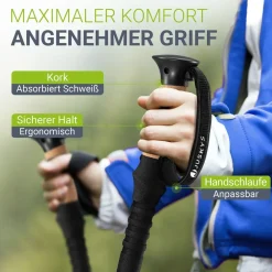 Nordic Walking Stöcke - Alu Teleskop Wanderstöcke, leicht, ausziehbar, Tasche - Schwarz ^ Juskys Discount