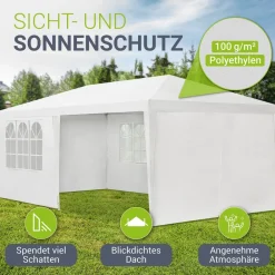 Juskys Partyzelt 3x6 m in mit Dach & Seitenwänden – 18 m² Grundfläche – Sonnenschutz Outdoor weiß