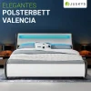 Polsterbett Bett Valencia 180 x 200 cm weiß mit Kaltschaummatratze Doppelbett mit LED ^ Juskys Hot