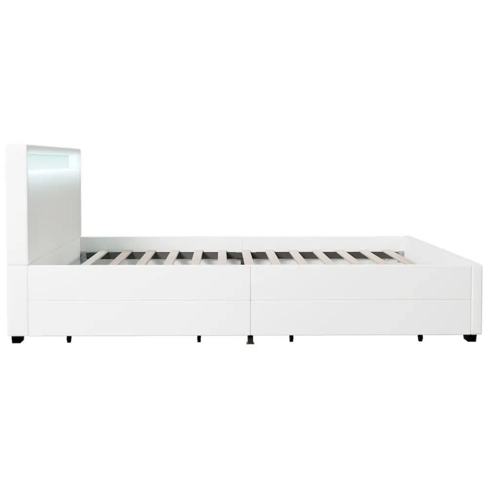 Juskys Polsterbett Lyon 140 x 200 cm weiß mit Kaltschaummatratze Discount
