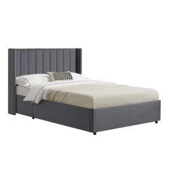 Juskys Polsterbett Savona mit Stauraum, Lattenrost, Samt-Bezug, bis 250 kg - Dunkelgrau Best