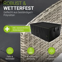 Polyrattan Gartenmöbel Sitzgruppe Turin Set 6 teilig inkl. Abdeckung - Outdoor Möbel mit Tisch – Lounge grau-meliert ^ Juskys Sale