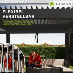 Juskys Seitenwand für Lamellendach Tahiti - Rollo - Aluminium & Stoff - Zubehör Anthrazit New