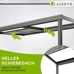Terrassendach Jakarta - Schiebedach, Alu mit Doppelstegplatten, wetterfest, UV-Schutz ^ Juskys Discount
